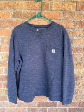 Carhartt Sweatshirt Womens XL Blue Logo Long Sleeve Fleece Crewneck Relaxed